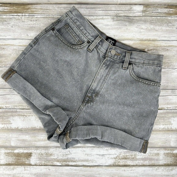 BDG Pants - BDG Mom Jean Shorts Women's 28 High Rise Charcoal Wash Denim Shorts Cuffed